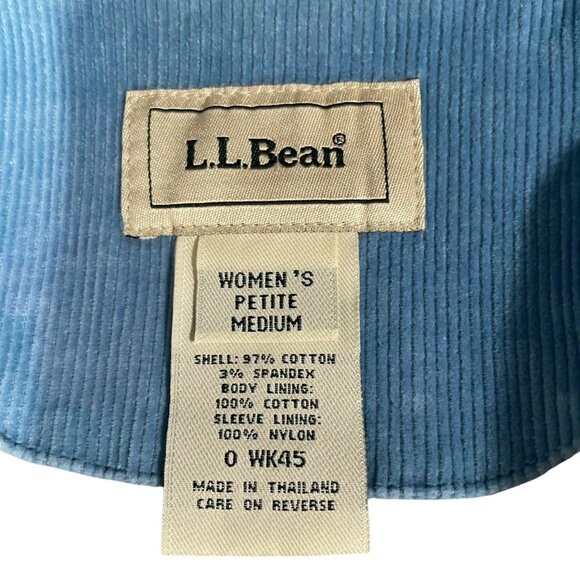 LL Bean Petite Blue Corduroy Jacket Classic Casual Lightweight Layering Preppy - Picture 2 of 12